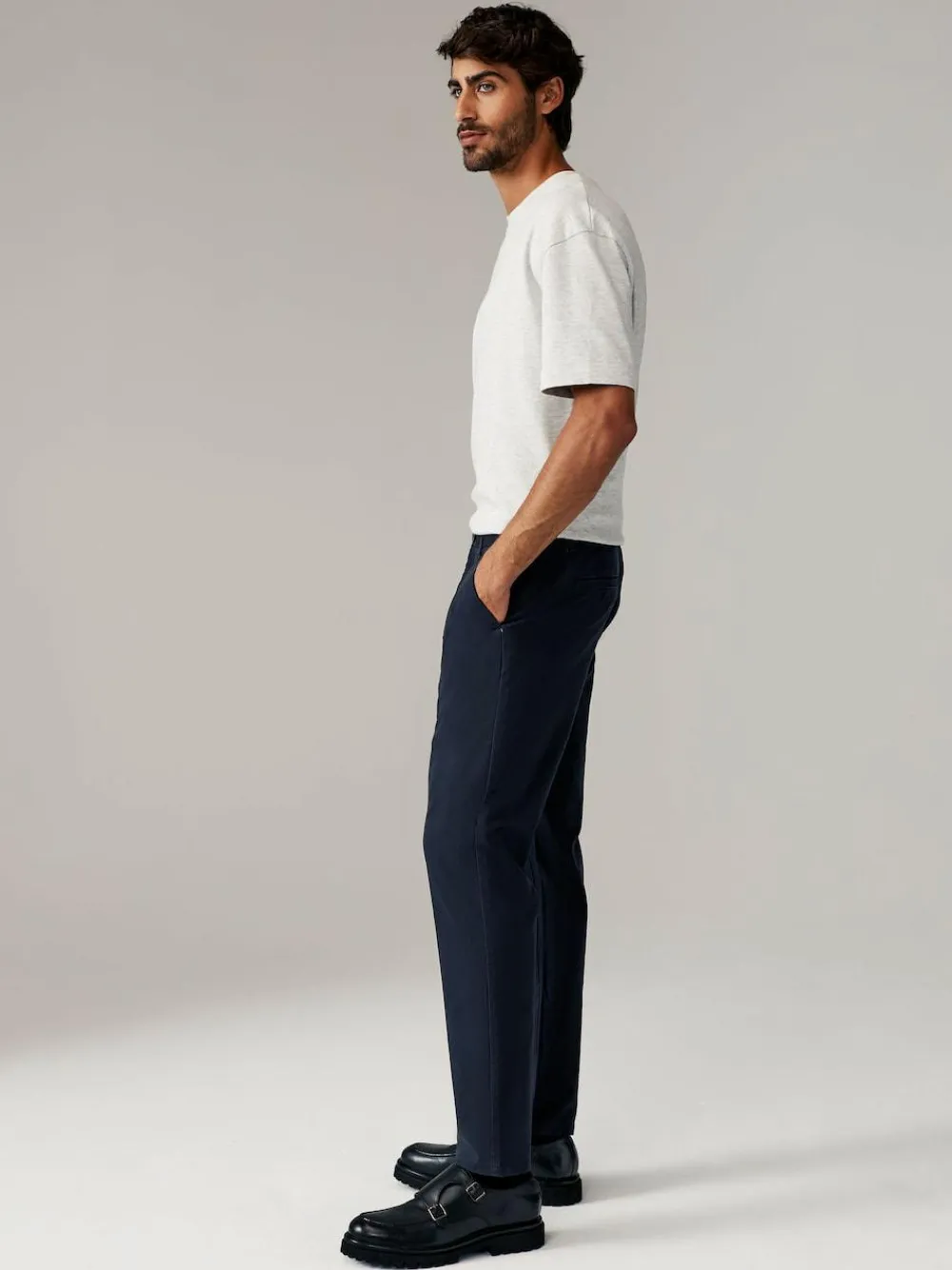 Clearance Next Slim Fit Stretch Chino Trousers 2 Pack Navy Blue/Grey Charcoal