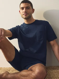 Next Navy Blue/Grey Jersey Short Pyjamas Set 2 Pack^ Pyjamas|Nightwear