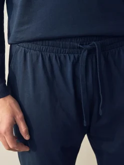 Hot Next Navy Blue/Grey Long Sleeve Jersey Pyjamas Set