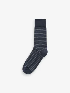 Clearance Next Navy Blue/Grey Pattern 7 Pack Mens Cotton Rich Socks
