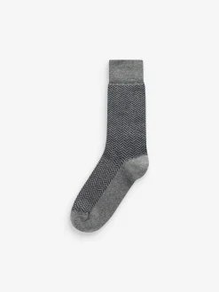 Clearance Next Navy Blue/Grey Pattern 7 Pack Mens Cotton Rich Socks