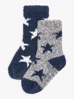 Hot Next Navy Blue/Grey Stars Cosy Socks 2 Pack