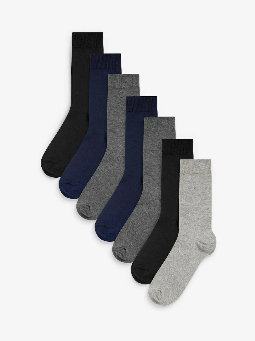 Online Next Navy Blue/Grey/Black 7 Pack Mens Cotton Rich Socks