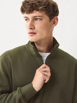 Next Navy Blue/Khaki Green 2 Pack Cotton Rich Heavyweight Jersey Quarter Zip Neck Sweatshirts^ Sweatshirts & Hoodies|Sweatshirts & Hoodies