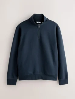 Next Navy Blue/Khaki Green 2 Pack Cotton Rich Heavyweight Jersey Quarter Zip Neck Sweatshirts^ Sweatshirts & Hoodies|Sweatshirts & Hoodies