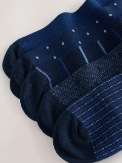 Hot Next Pattern Smart Socks 5 Pack Navy Blues