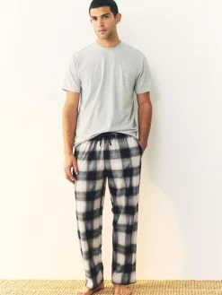 Next Navy Blue/Stone Motionflex Cosy Pyjamas Set 2 Pack