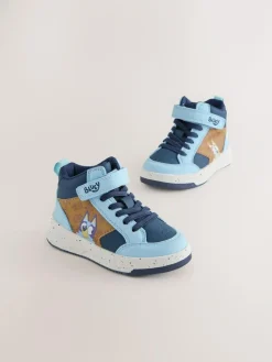 Next Navy Bluey Standard Fit (F) Touch Fastening Elastic Lace Hi Top Trainers^BOY Boots|Boots