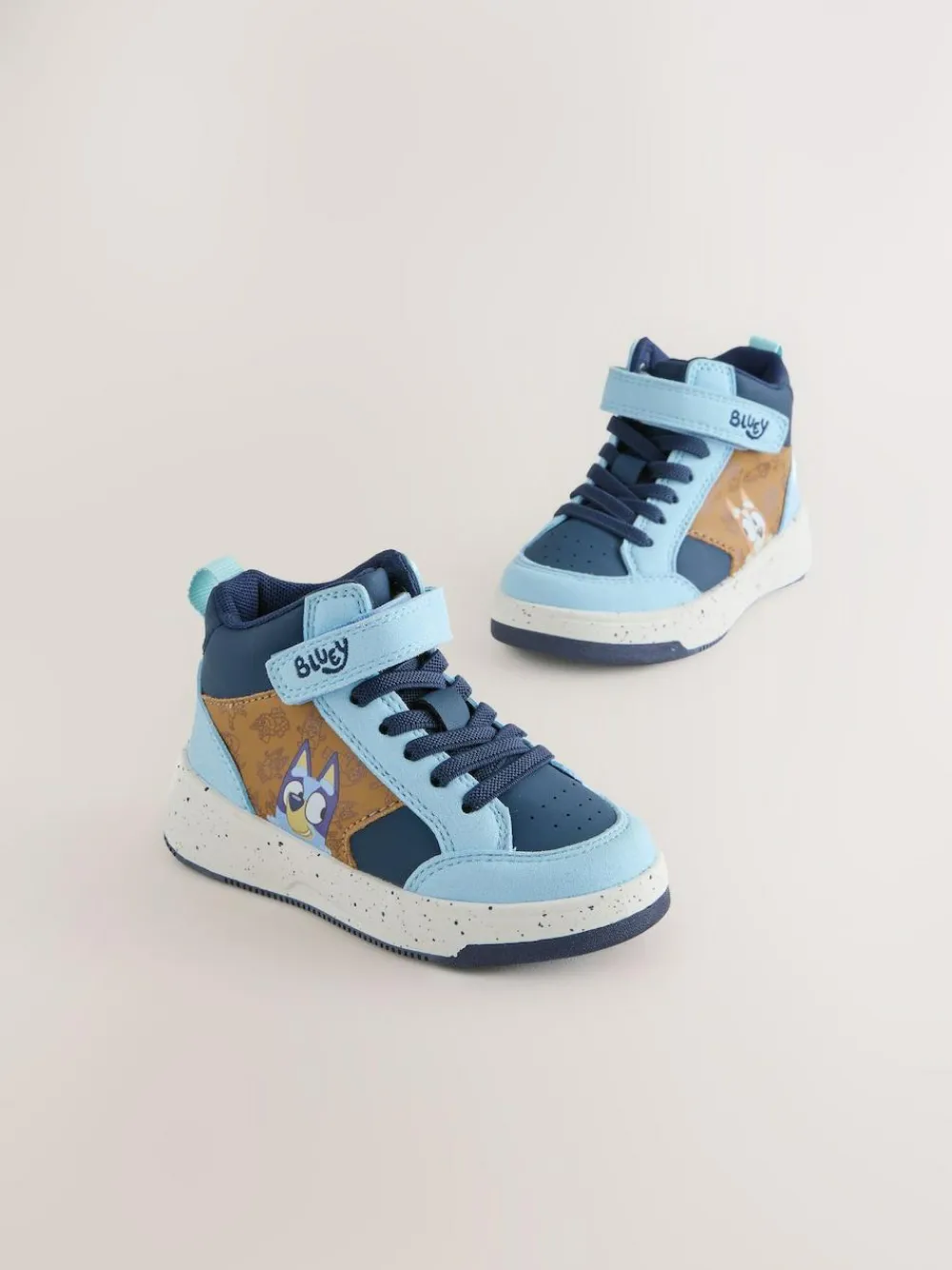 Next Navy Bluey Standard Fit (F) Touch Fastening Elastic Lace Hi Top Trainers^BOY Boots|Boots