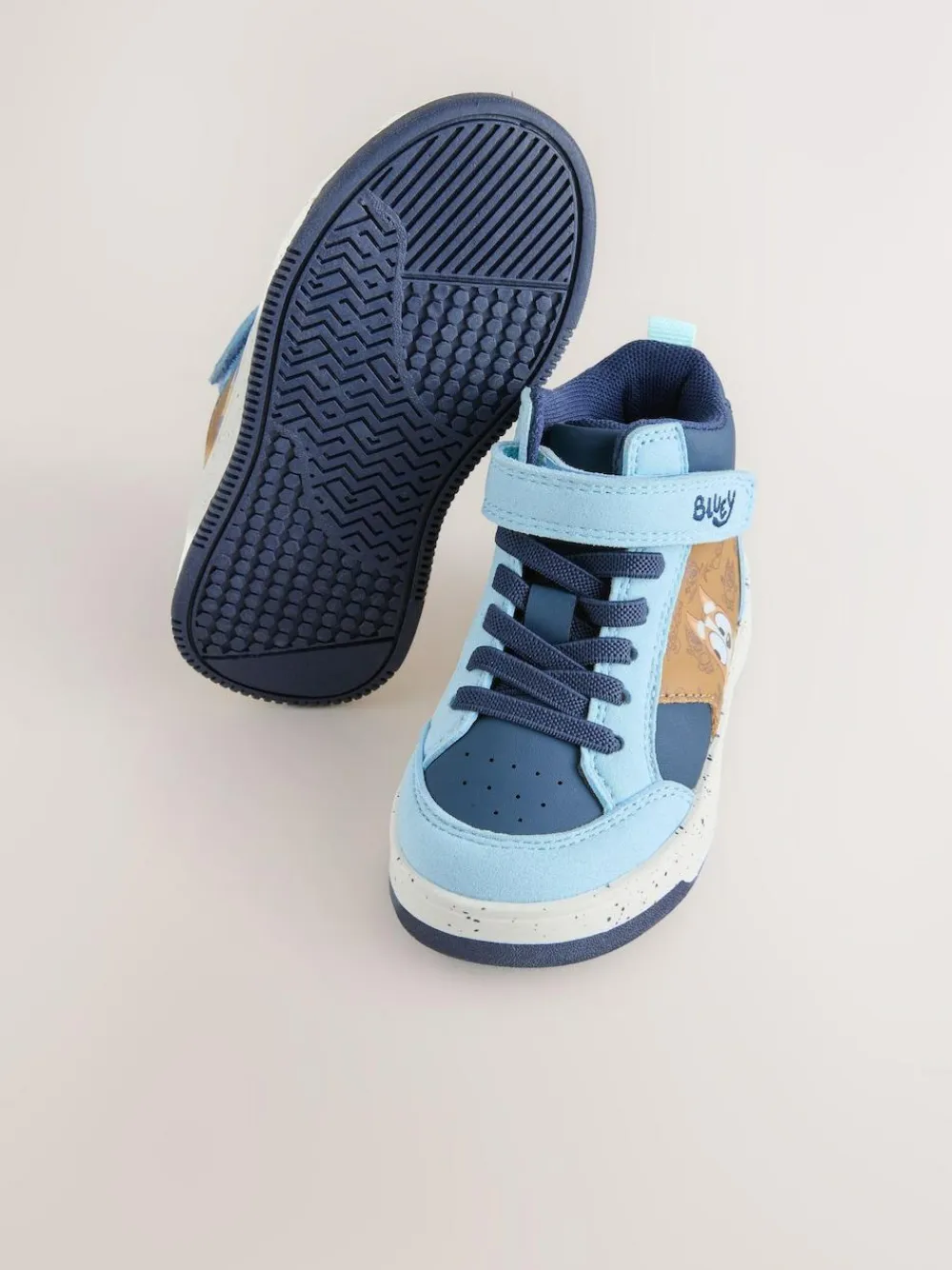 Next Navy Bluey Standard Fit (F) Touch Fastening Elastic Lace Hi Top Trainers^BOY Boots|Boots