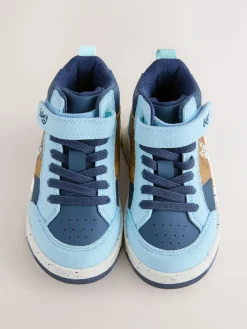 Next Navy Bluey Standard Fit (F) Touch Fastening Elastic Lace Hi Top Trainers^BOY Boots|Boots