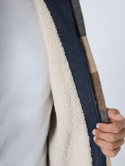 Next Navy Borg Lined Check Hooded Shacket^ Coats & Jackets|Coats & Jackets