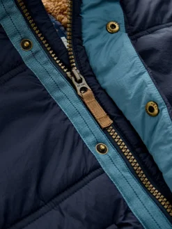 Sale Next Borg Lined Padded Shower Resistant Coat (3mths-7yrs) Navy