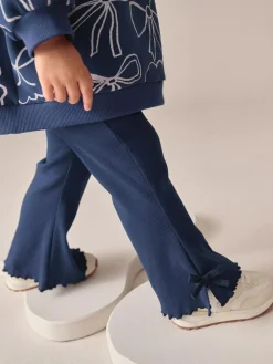 Outlet Next Navy Bow Print Sweatshirt & Flare Leggings Set (3mths-7yrs)