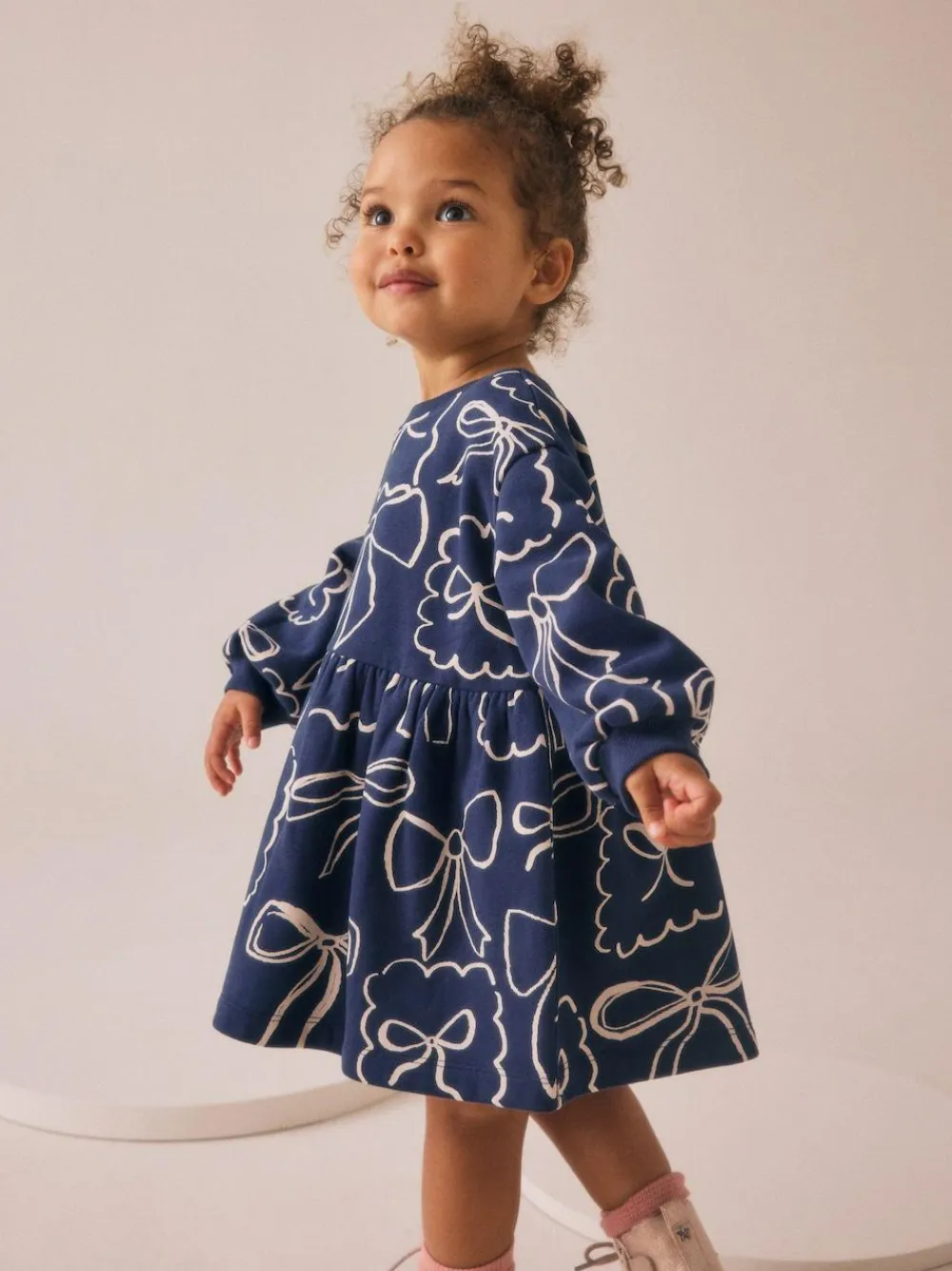 Next Navy Bow Sweat Dress (3mths-7yrs)