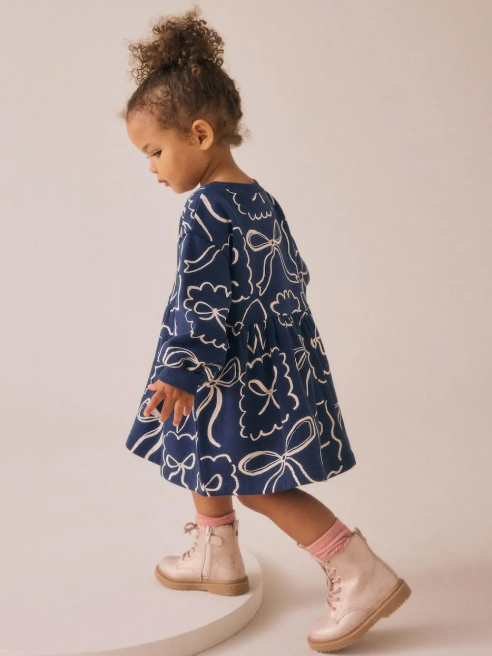 Next Navy Bow Sweat Dress (3mths-7yrs)