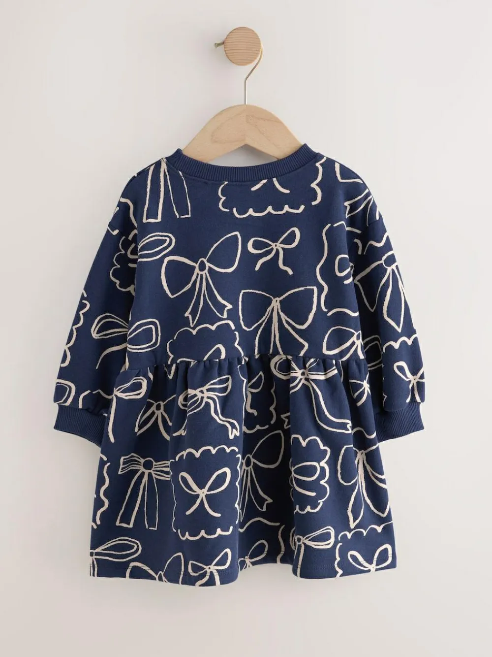 Next Navy Bow Sweat Dress (3mths-7yrs)