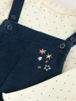Outlet Next Navy Bunny Corduroy Dungarees Top and Tights Set (3mths-7yrs)