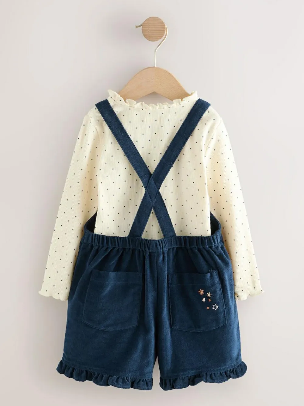 Outlet Next Navy Bunny Corduroy Dungarees Top and Tights Set (3mths-7yrs)