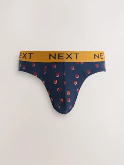 Outlet Next 5 Pack Cotton Rich Briefs Navy Burgundy Spot Stripe