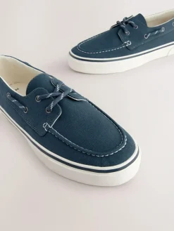 Next Navy Canvas Boat Shoes^ Shoes