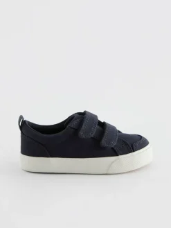 Next Standard Fit (F) Two Strap Touch Fastening Trainers Navy Canvas