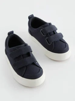 Sale Next Wide Fit (G) Two Strap Touch Fastening Trainers Navy Canvas
