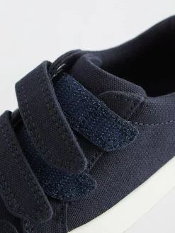Sale Next Wide Fit (G) Two Strap Touch Fastening Trainers Navy Canvas