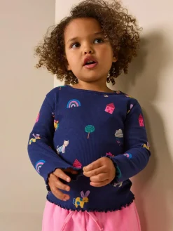 Discount Next Navy Cats & Dogs Rib Long Sleeve T-Shirt (3mths-7yrs)