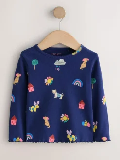 Discount Next Navy Cats & Dogs Rib Long Sleeve T-Shirt (3mths-7yrs)