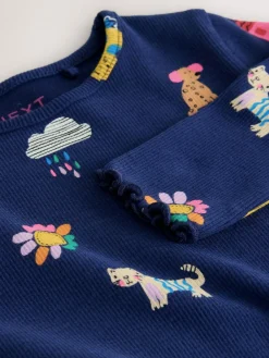 Discount Next Navy Cats & Dogs Rib Long Sleeve T-Shirt (3mths-7yrs)