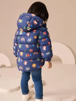 Next Shower Resistant Fleece Lined Hooded Padded Coat (3mths-7yrs) Navy Character