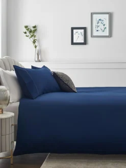 Next Navy Collection Luxe 300 Thread Count 100% Cotton Sateen Satin Stitch Luxury Duvet Cover And Pillowcase Set^ Bedsets & Duvet Covers