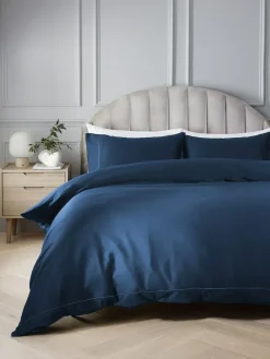Next Navy Collection Luxe 300 Thread Count 100% Cotton Sateen Satin Stitch Luxury Duvet Cover And Pillowcase Set^ Bedsets & Duvet Covers