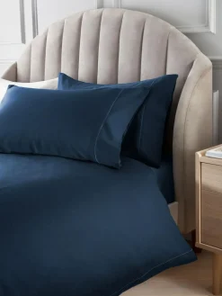Next Navy Collection Luxe 300 Thread Count 100% Cotton Sateen Satin Stitch Luxury Duvet Cover And Pillowcase Set^ Bedsets & Duvet Covers