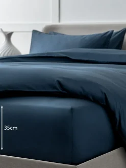 Next Navy Collection Luxe 400 Thread Count Egyptian Deep Fitted Cotton Sateen Sheet^ Bedsheets & Pillow Cases