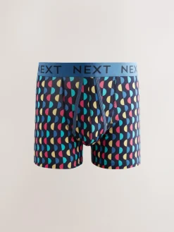 New Next Navy Colour Pop Spot Stripe 10 pack A-Front Boxers