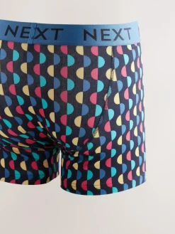 New Next Navy Colour Pop Spot Stripe 10 pack A-Front Boxers