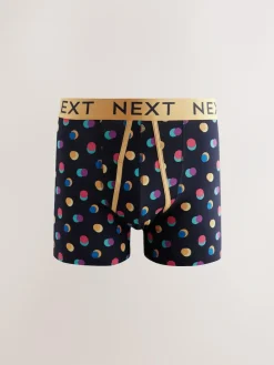 New Next Navy Colour Pop Spot Stripe 10 pack A-Front Boxers