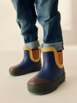 Next Navy Colourblock Warm Lined Ankle Wellies^BOY Baby Boys|Baby Boys