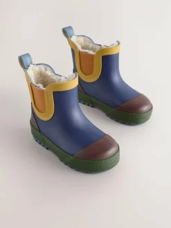 Next Navy Colourblock Warm Lined Ankle Wellies^BOY Baby Boys|Baby Boys