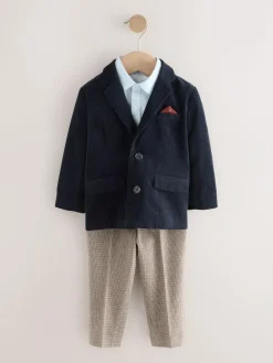 New Next Navy Corduroy Blazer Shirt and Trousers Set (3mths-9yrs)