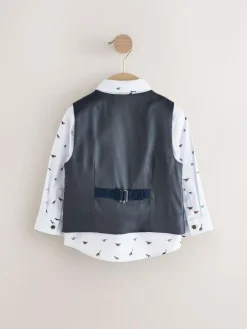 Sale Next Waistcoat Set With Shirt And Bow Tie (3mths-7yrs) Navy Dino