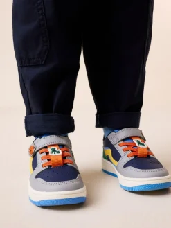 Online Next Touch Fastening Elastic Lace Trainers Navy Dogs