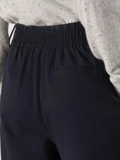 Next Navy Elastic Back Wide Leg Trousers With Wool^Women Pants