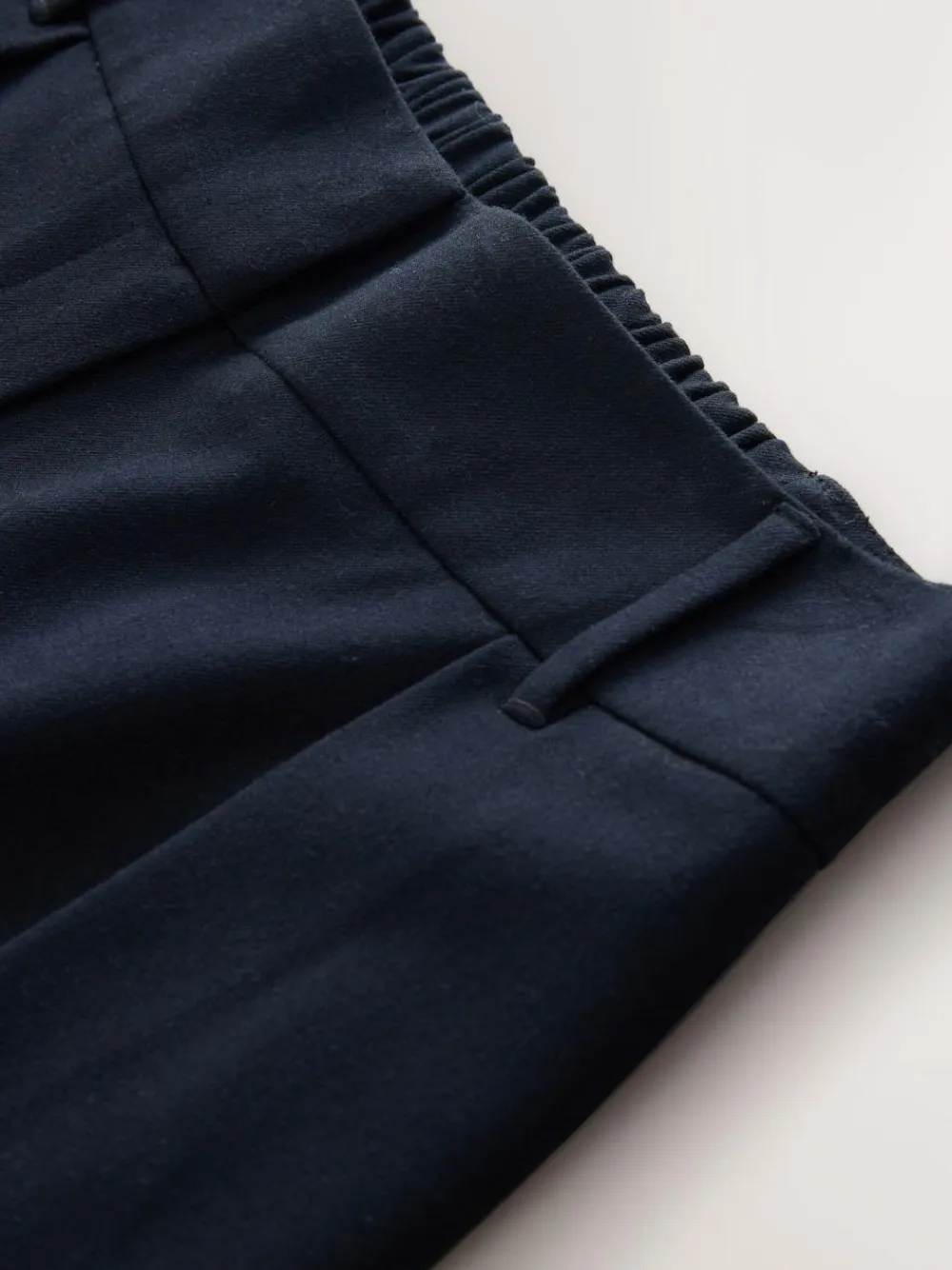 Next Navy Elastic Back Wide Leg Trousers With Wool^Women Pants