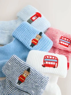 Next Embroidered Roll Top Socks 5 Pack (0mths-2yrs)^BOY Cosy Club|Socks