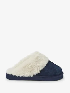 Discount Next Navy Faux Fur Lined Suede Mule Slippers