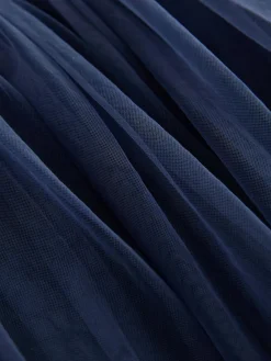 New Next Long Sleeve Mesh Party Dress (3mths-7yrs) Navy Floral