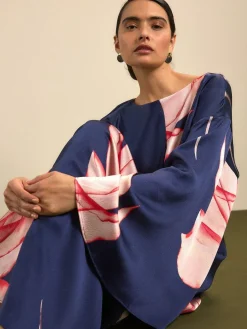 Next Twist Front Long Sleeve Satin Maxi Dress^Women Occasion Dresses|Maxi Dresses